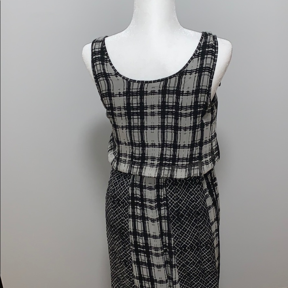 Ella Moss Black Gray Plaid Maxi Dress Medium M - Picture 6 of 8
